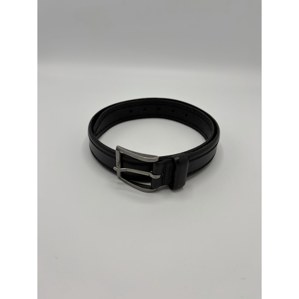 Eddie Bauer Dress Belt Mens Size 32 Black Leather Italy Made Vintage